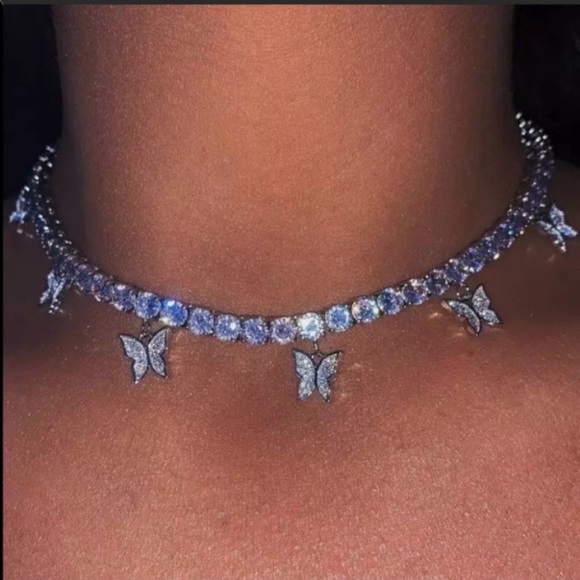 Vintage Jewelry - 3/$35 Silver Butterfly Y2K Sparkly Choker